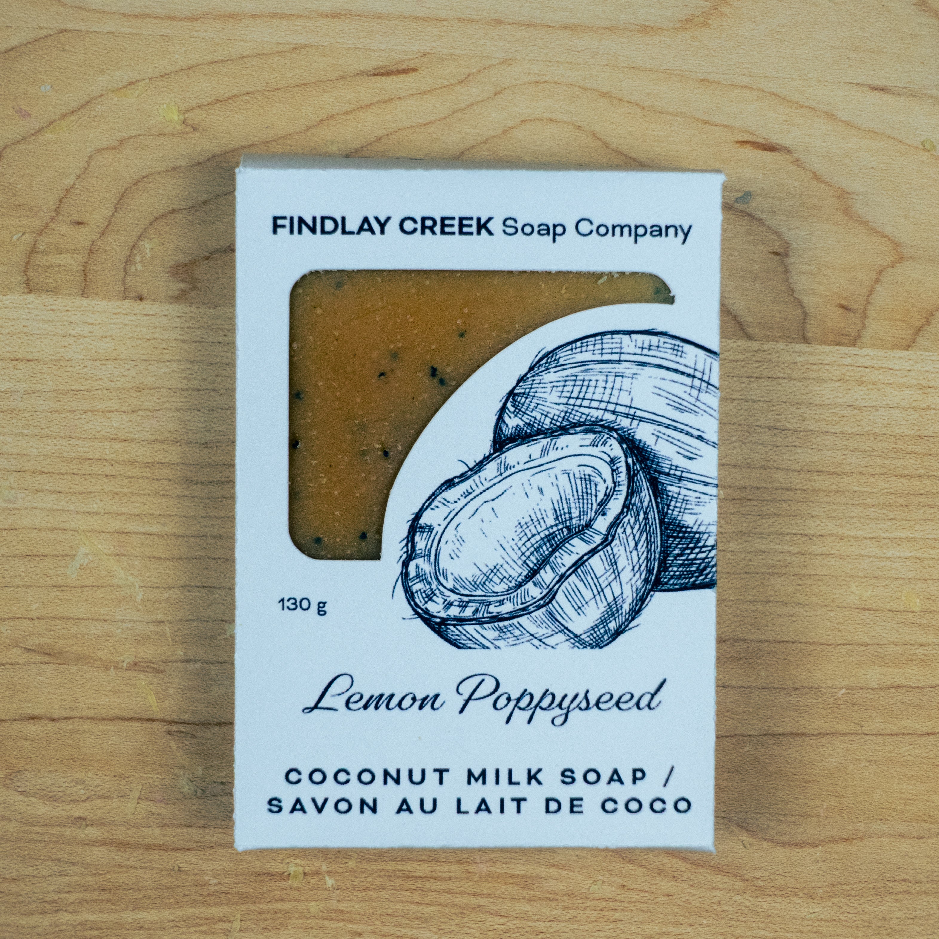 Lemon Poppyseed Coconut Milk Soap Packaged