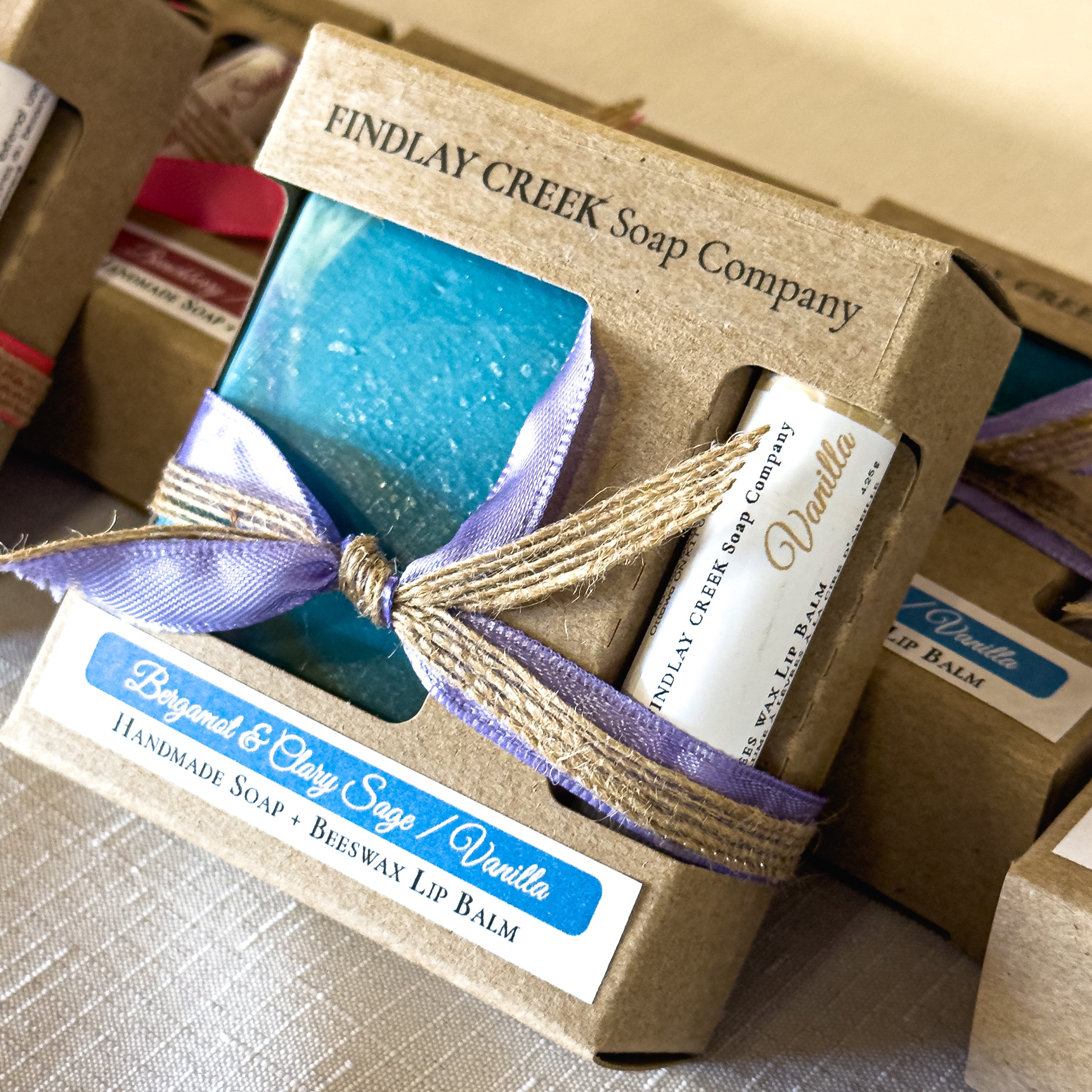 Bergamot & Clary Sage / Vanilla Handmade Soap & Beeswax Lip Balm Gift Set