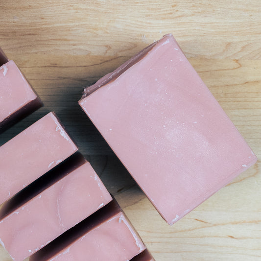 Calamine and Rose Clay Coconut Milk Soap Clustered