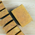 Lemon Poppyseed Coconut Milk Soap Clustered
