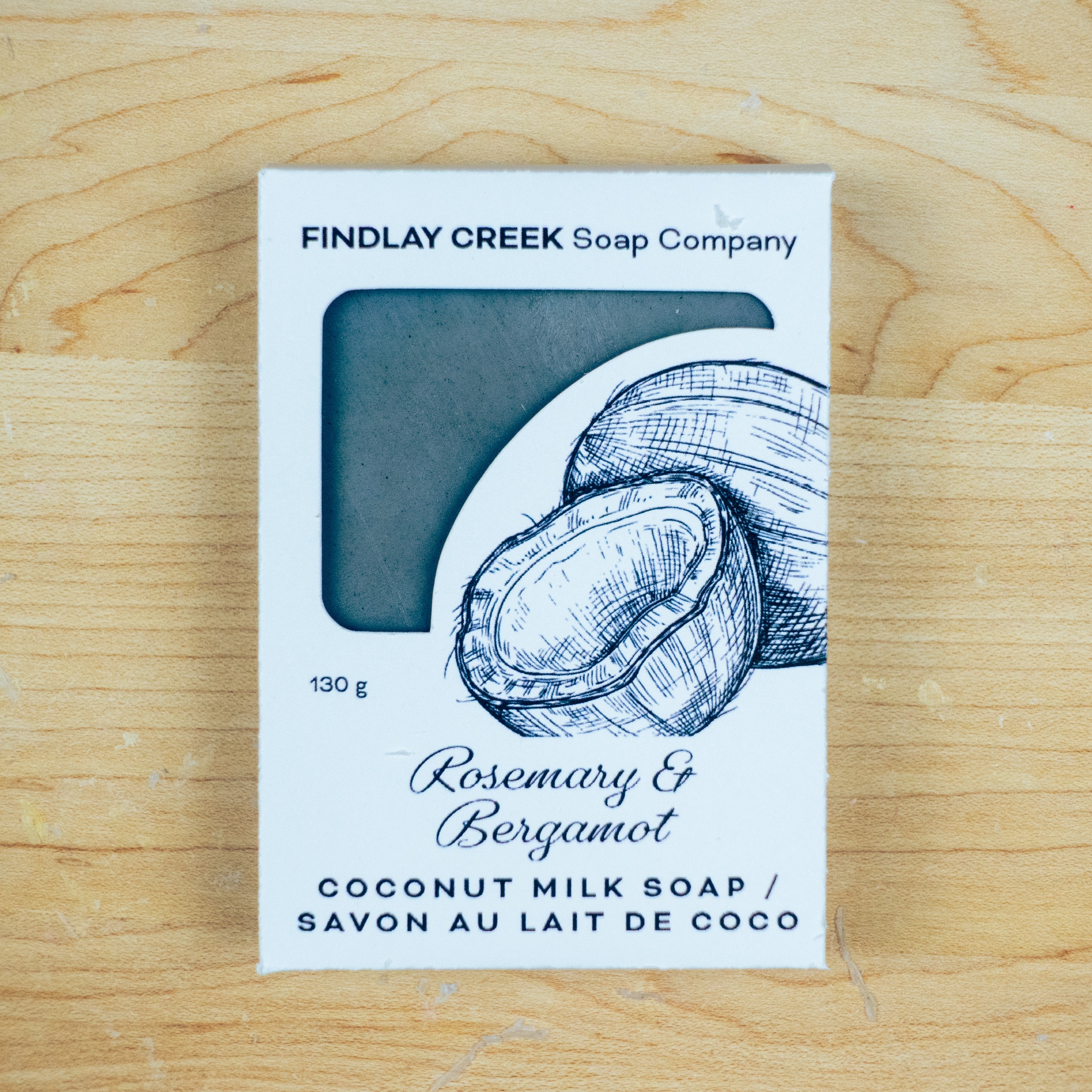 Rosemary Bergamot Coconut Milk Soap Packaged