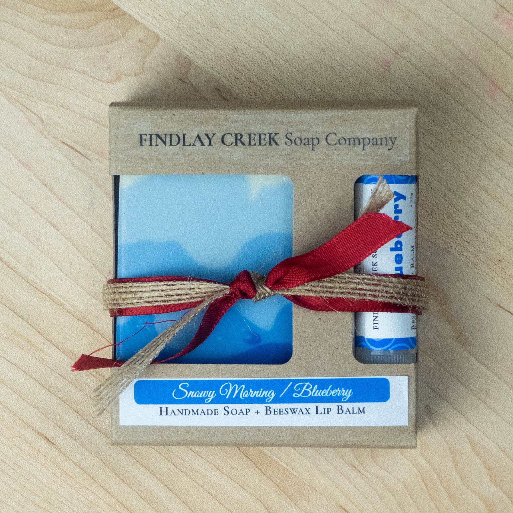 Snowy Morning / Blueberry Handmade Soap & Beeswax Lip Balm Gift Set